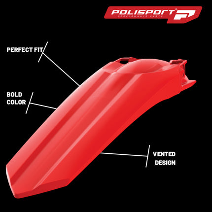 Polisport Motocross (MX) Rear Fender for Honda CRF 250R/RX & CRF 450R/RX (2017-2021) Dirt Bike – OEM Quality, Durable, Flexible & Perfect Fit – Red