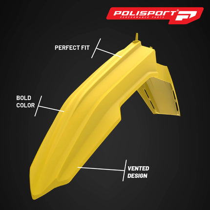 Polisport Motocross (MX) Front Fender for Suzuki RMZ 250 & RMZ 450 (2018-2025) Dirt Bike - OEM Quality, Durable, Flexible & Perfect Fit - Yellow