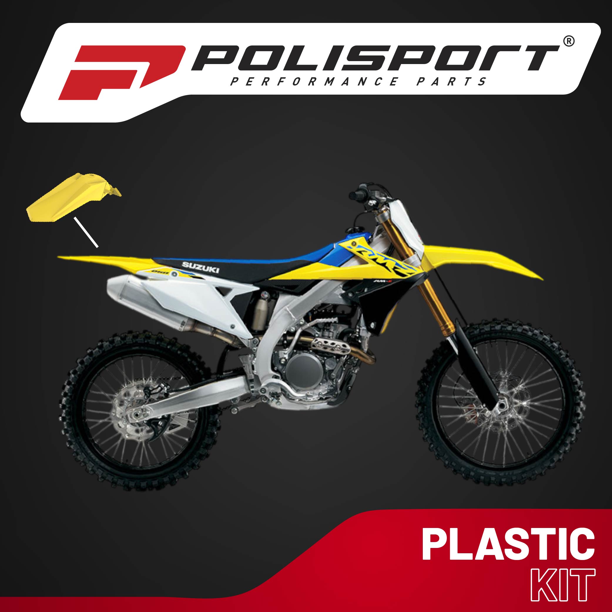 Polisport Motocross (MX) Rear Fender for Suzuki RMZ 250 & RMZ 450 (2018-2025) Dirt Bike