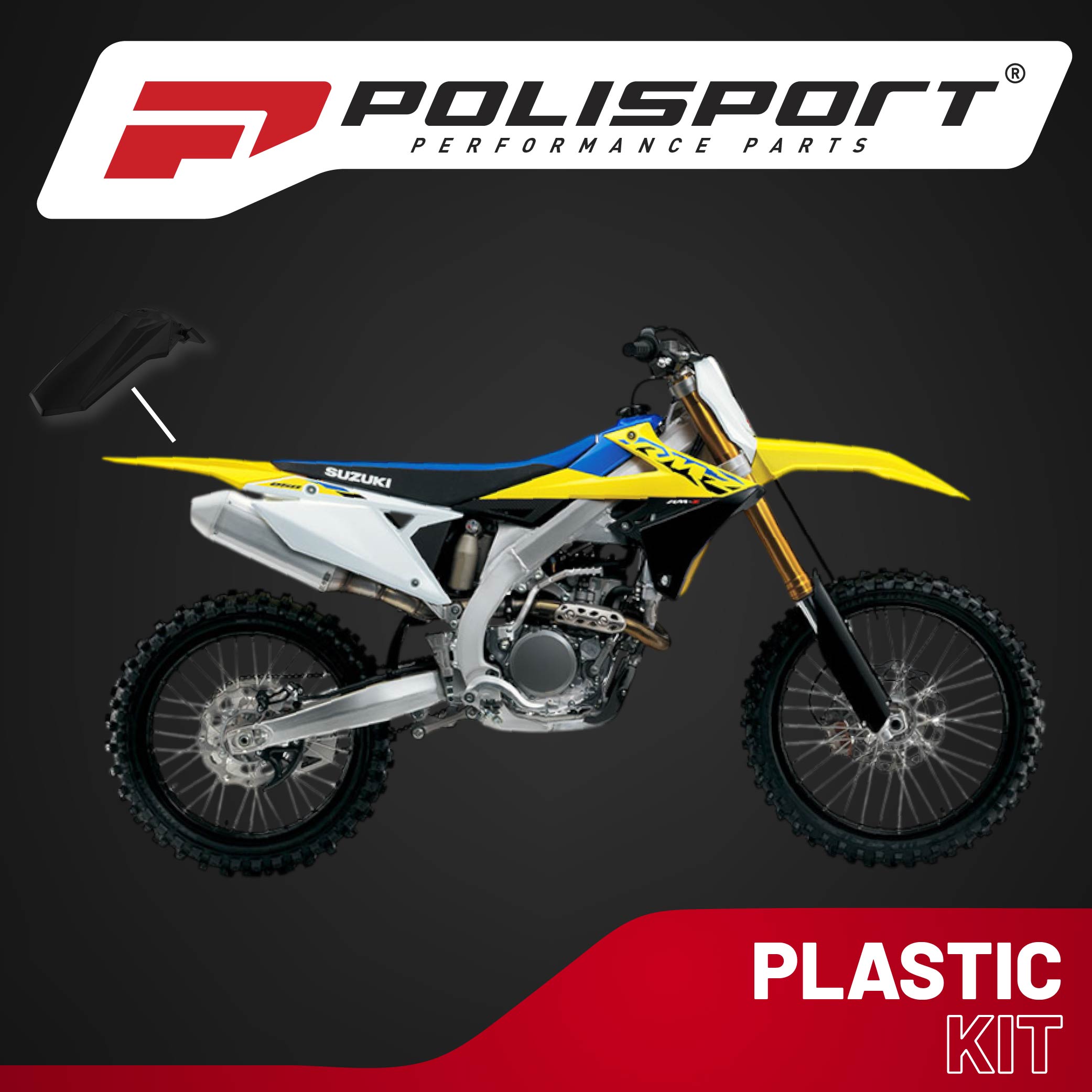 Polisport Motocross (MX) Rear Fender for Suzuki RMZ 250 & RMZ 450 (2018-2025) Dirt Bike