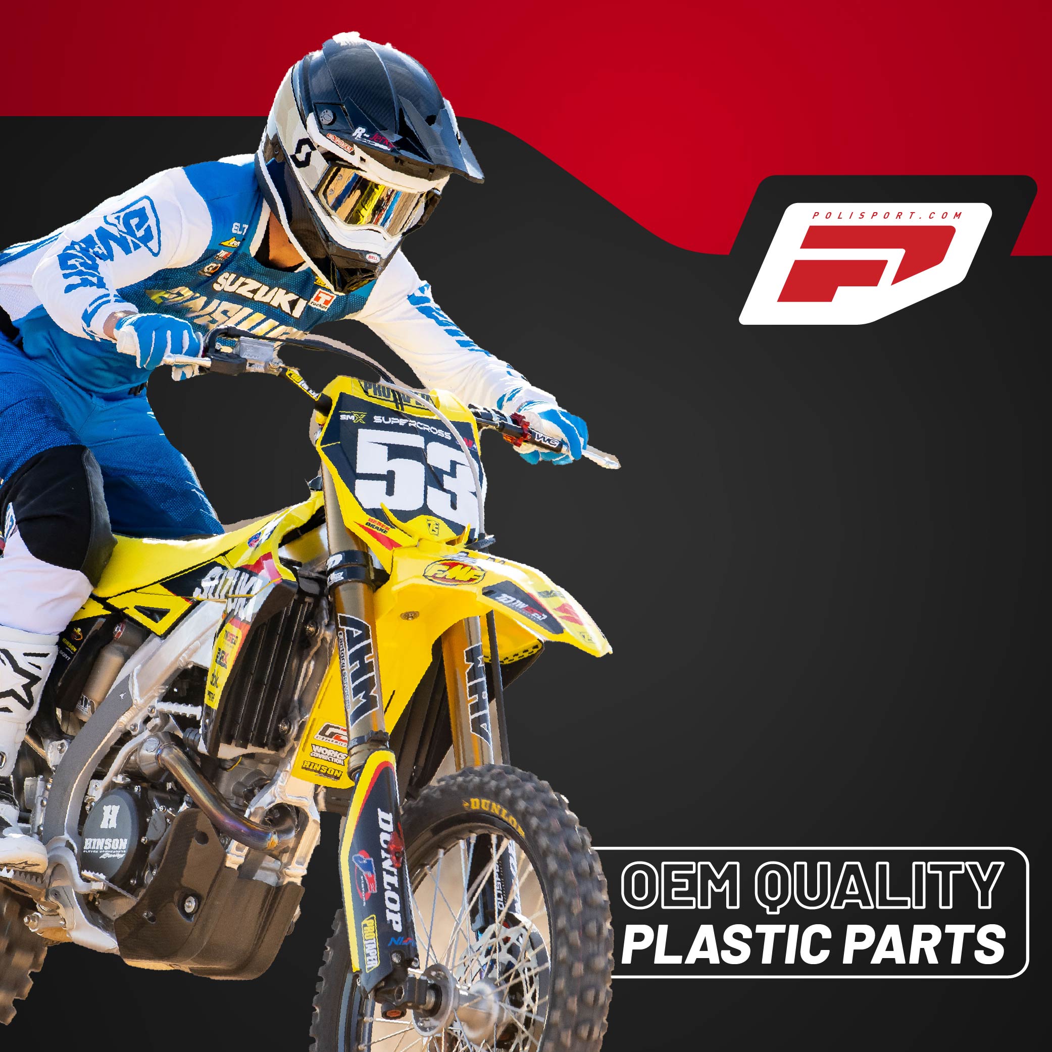 Polisport Motocross (MX) Rear Fender for Suzuki RMZ 250 & RMZ 450 (2018-2025) Dirt Bike