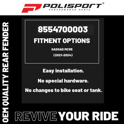 Polisport Motocross (MX) Rear Fender for GasGas MC 85 (2021-24) Dirt Bike
