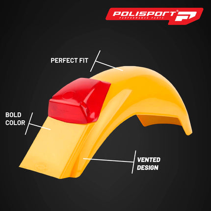Polisport Motocross (MX) Preston Petty IT Rear Fender for Enduro Dirt Bikes - Intergal Tail Light, OEM Replacement - Yellow
