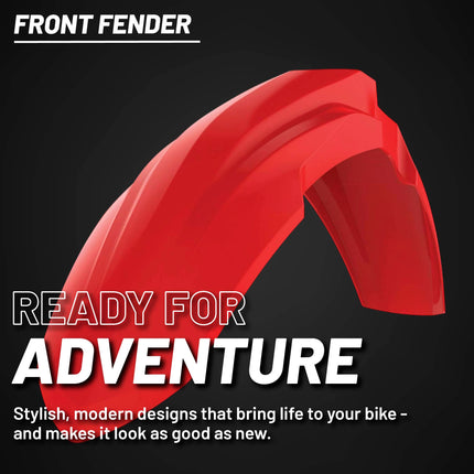 Polisport Motocross (MX) Restyle Front Fender for Honda CR125R/250R (2002-07) Dirt Bike - OEM Quality, Durable, Flexible & Perfect Fit - Red
