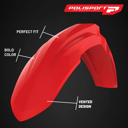 Polisport Motocross (MX) Restyle Front Fender for Honda CR125R/250R (2002-07) Dirt Bike - OEM Quality, Durable, Flexible & Perfect Fit - Red