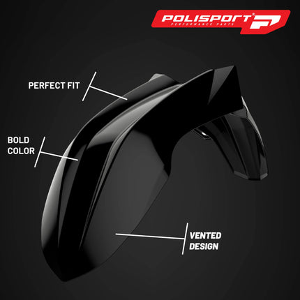 Polisport Motocross (MX) Front Fender for Kawasaki KLR 650 (2008-18) Dirt Bike - OEM Quality, Durable, Flexible & Perfect Fit - Black