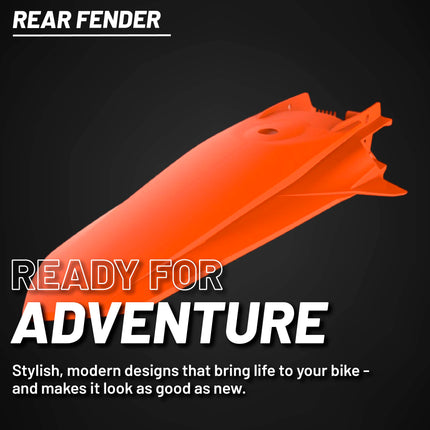 Polisport Motocross (MX) Rear Fender for KTM SX/SX-F/XC/XC-F (2019-22) Dirt Bike - OEM Quality, Durable, Flexible & Perfect Fit - Orange