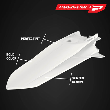 Polisport Motocross (MX) Rear Fender for KTM SX/SX-F/XC/XC-F (2019-22) Dirt Bike - OEM Quality, Durable, Flexible & Perfect Fit - White