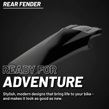 Polisport Motocross (MX) Rear Fender for Husqvarna TC/TX/FX 125/250 (2019-22) & FE/TE (2020-23) Dirt Bike - OEM Quality, Durable, Flexible & Perfect Fit - Black