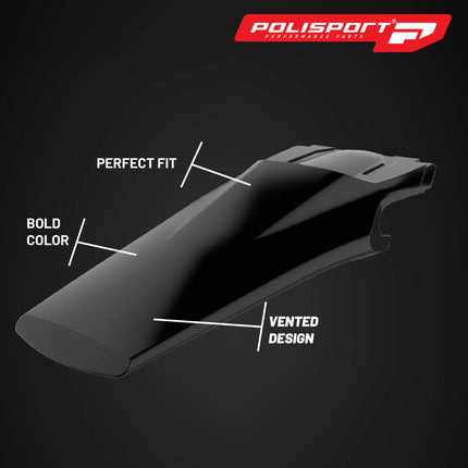 Polisport Motocross (MX) Rear Fender for Husqvarna TC/TX/FX 125/250 (2019-22) & FE/TE (2020-23) Dirt Bike - OEM Quality, Durable, Flexible & Perfect Fit - Black