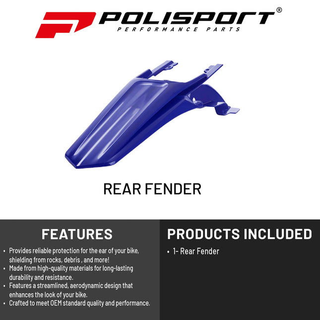 Polisport Motocross (MX) Rear Fender for Sherco SE/SEF (2017-24) Dirt Bike - OEM Quality, Durable, Flexible & Perfect Fit - Blue