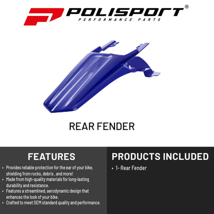 Polisport Motocross (MX) Rear Fender for Sherco SE/SEF (2017-24) Dirt Bike - OEM Quality, Durable, Flexible & Perfect Fit - Blue