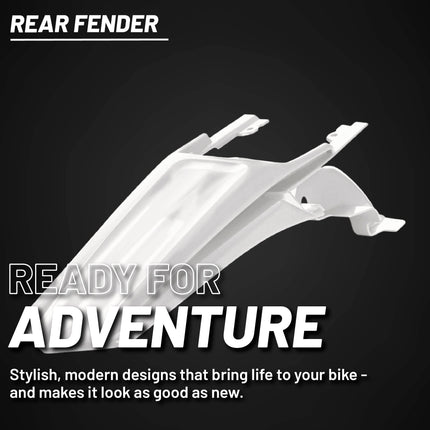 Polisport Motocross (MX) Rear Fender for Sherco SE-R/SEF-R (2017-24) & SC/SC-F (2019-23) Dirt Bike - OEM Quality, Durable, Flexible & Perfect Fit - White