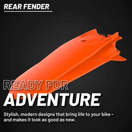 Polisport Motocross (MX) Rear Fender for KTM EXC/EXC-F & XC-W/XCF-W (2020-23) Dirt Bike - OEM Quality, Durable, Flexible & Perfect Fit - Orange