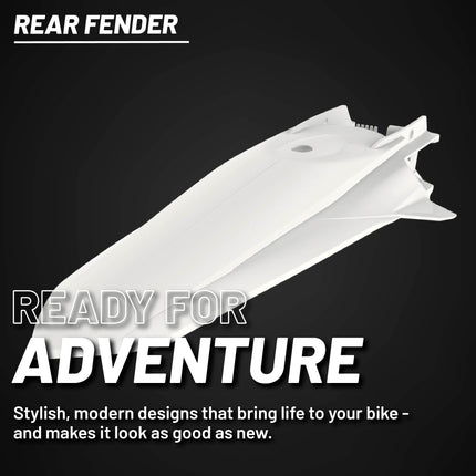 Polisport Motocross (MX) Rear Fender for KTM EXC/EXC-F & XC-W/XCF-W (2020-23) Dirt Bike - OEM Quality, Durable, Flexible & Perfect Fit - White