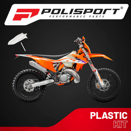 Polisport Motocross (MX) Rear Fender for KTM EXC/EXC-F & XC-W/XCF-W (2020-23) Dirt Bike - OEM Quality, Durable, Flexible & Perfect Fit - White