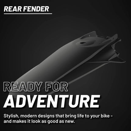 Polisport Motocross (MX) Rear Fender for KTM EXC/EXC-F & XC-W/XCF-W (2020-23) Dirt Bike - OEM Quality, Durable, Flexible & Perfect Fit - Black