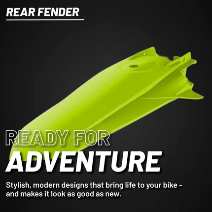 Polisport Motocross (MX) Rear Fender for KTM EXC/EXC-F & XC-W/XCF-W (2020-23) Dirt Bike - OEM Quality, Durable, Flexible & Perfect Fit - FLO Yellow
