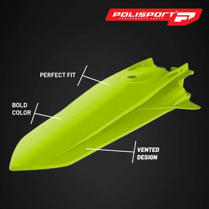 Polisport Motocross (MX) Rear Fender for KTM EXC/EXC-F & XC-W/XCF-W (2020-23) Dirt Bike - OEM Quality, Durable, Flexible & Perfect Fit - FLO Yellow