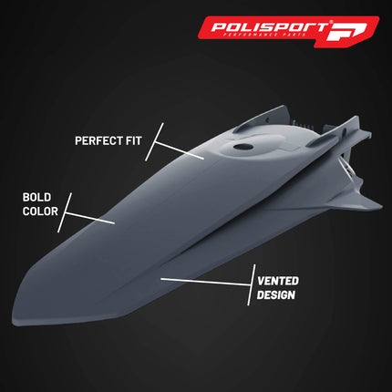Polisport Motocross (MX) Rear Fender for KTM SX/SX-F XC/XC-F (2020-21) Dirt Bike - OEM Quality, Durable, Flexible & Perfect Fit - Nardo Grey