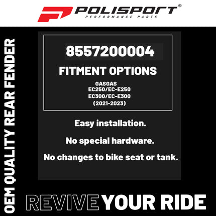Polisport Motocross (MX) Rear Fender for GasGas EC/EC-F/EC-E (2021-23) Dirt Bike