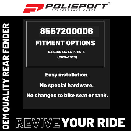 Polisport Motocross (MX) Rear Fender for GasGas EC/EC-F/EC-E (2021-23) Dirt Bike