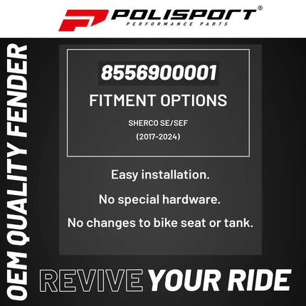 Polisport Motocross (MX) Rear Fender for Sherco SE/SEF (2025) Dirt Bike - OEM Quality, Durable, Flexible & Perfect Fit - Blue