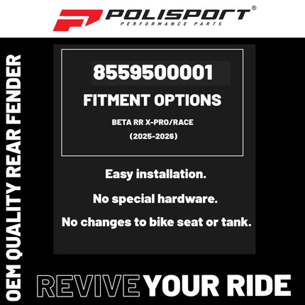 Polisport Motocross (MX) Replica Plastics Rear Fender for Beta RR X-Pro / Race (2025-26) Dirt Bike