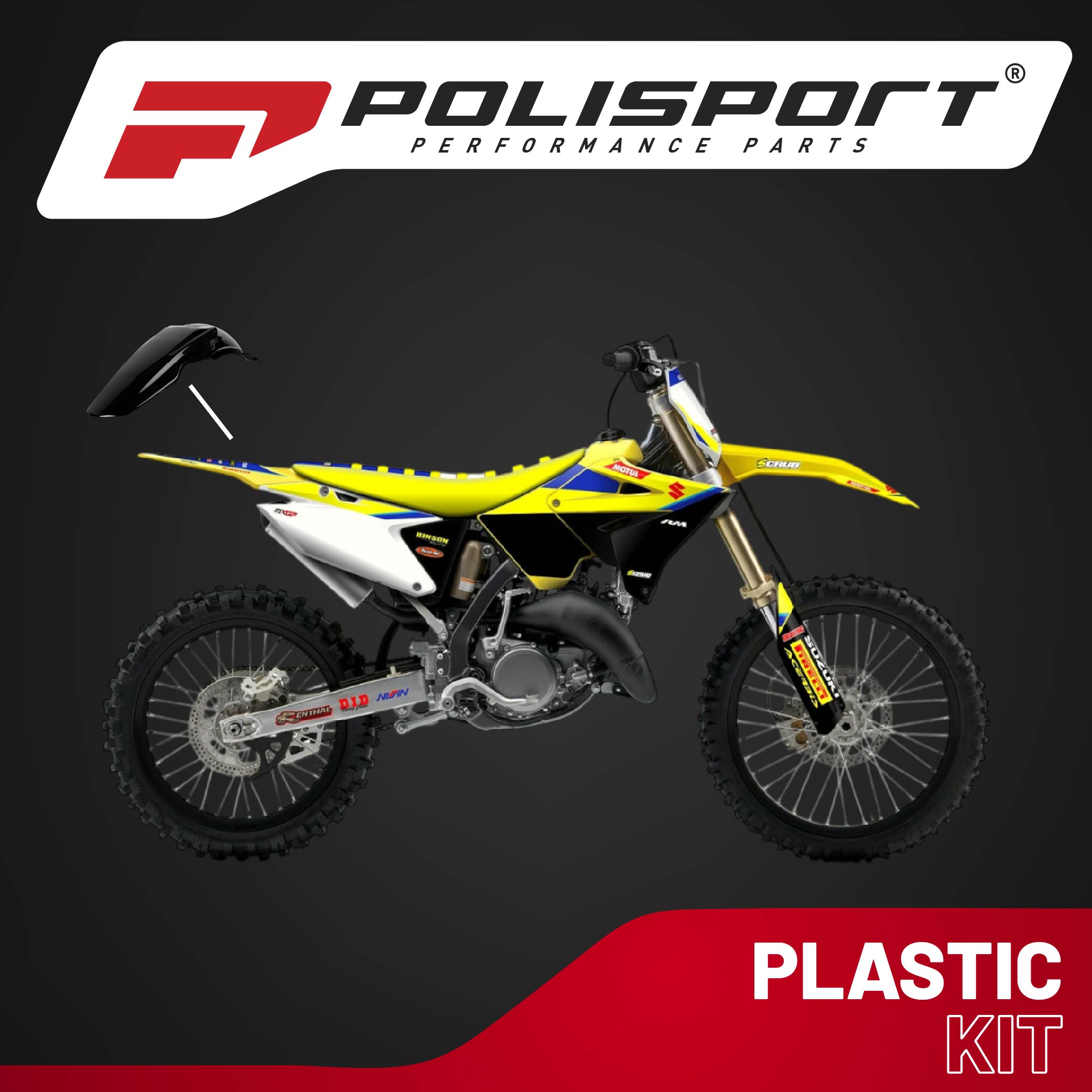 Polisport Motocross (MX) Rear Fender for Suzuki RM 125/250 (2001-08) Dirt Bike