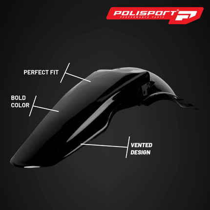 Polisport Motocross (MX) Rear Fender for Suzuki RM 125/250 (2001-08) Dirt Bike - OEM Quality, Durable, Flexible & Perfect Fit - Black