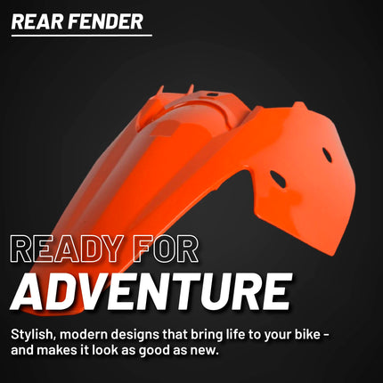Polisport Motocross (MX) Rear Fender and Side Panels for KTM EXC/EXC-F/XC/XC-W/XCF-W & SX/SX 250/450 (2006-07) Dirt Bike - OEM Quality, Durable, Flexible & Perfect Fit - Orange