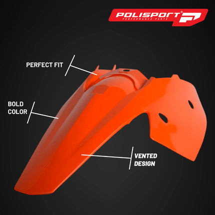Polisport Motocross (MX) Rear Fender and Side Panels for KTM EXC/EXC-F/XC/XC-W/XCF-W & SX/SX 250/450 (2006-07) Dirt Bike - OEM Quality, Durable, Flexible & Perfect Fit - Orange