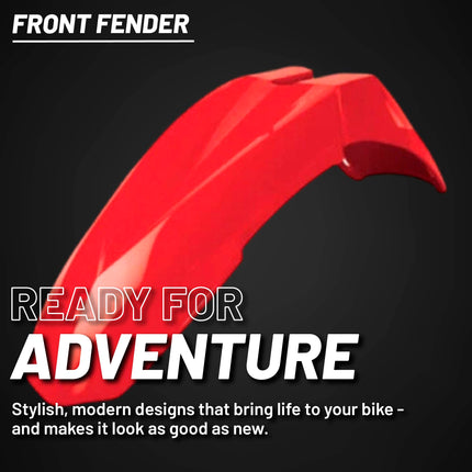 Polisport Supermoto (SM) Motocross (MX) Motard UFX Front Fender - Universal Fit for all Full Size Dirt Bikes - Red