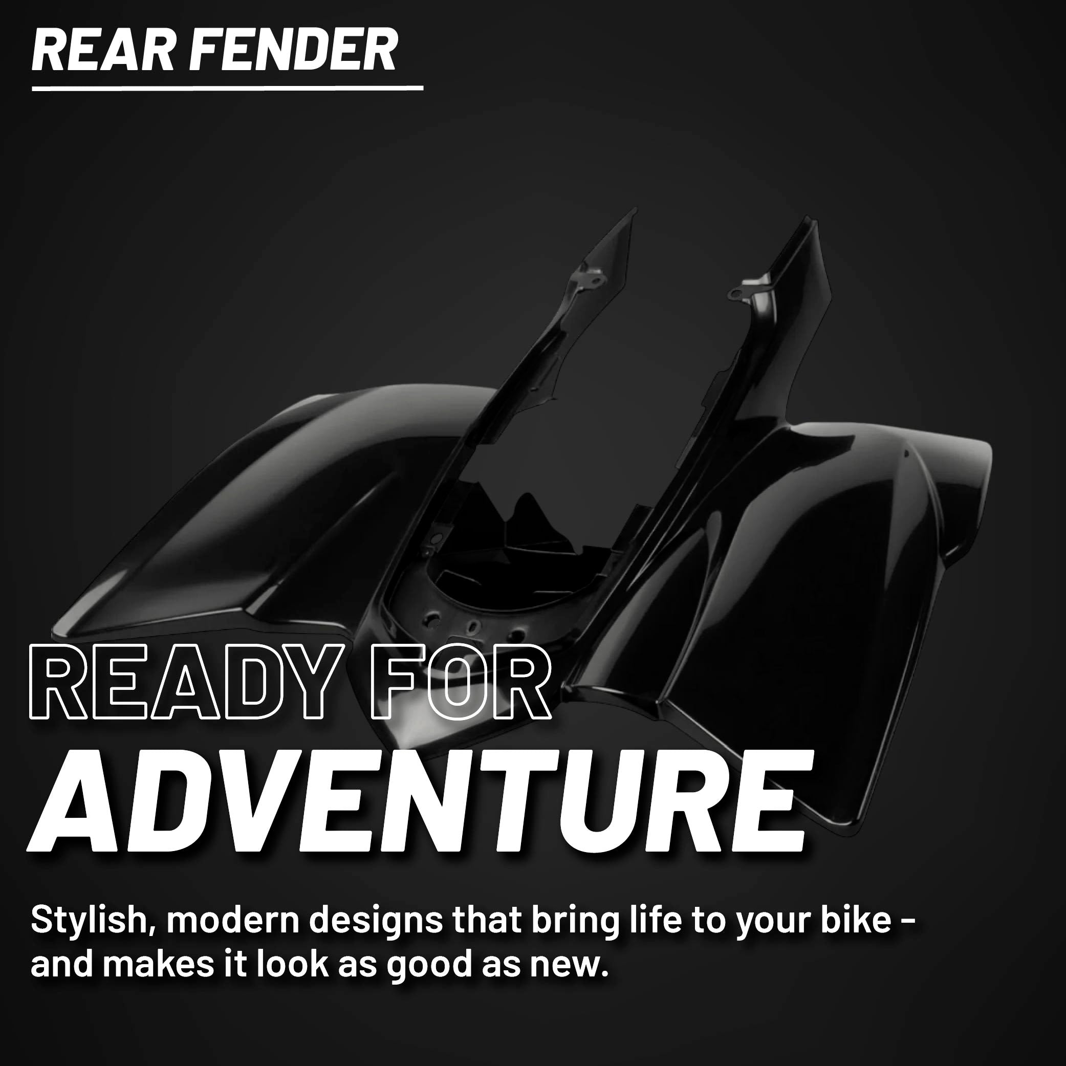 Polisport  Motocross (MX) Rear Fender for Yamaha YFZ 450 4x2 ATV (2004-08) - Exclusive DGP Technology, OEM Replacement - Black