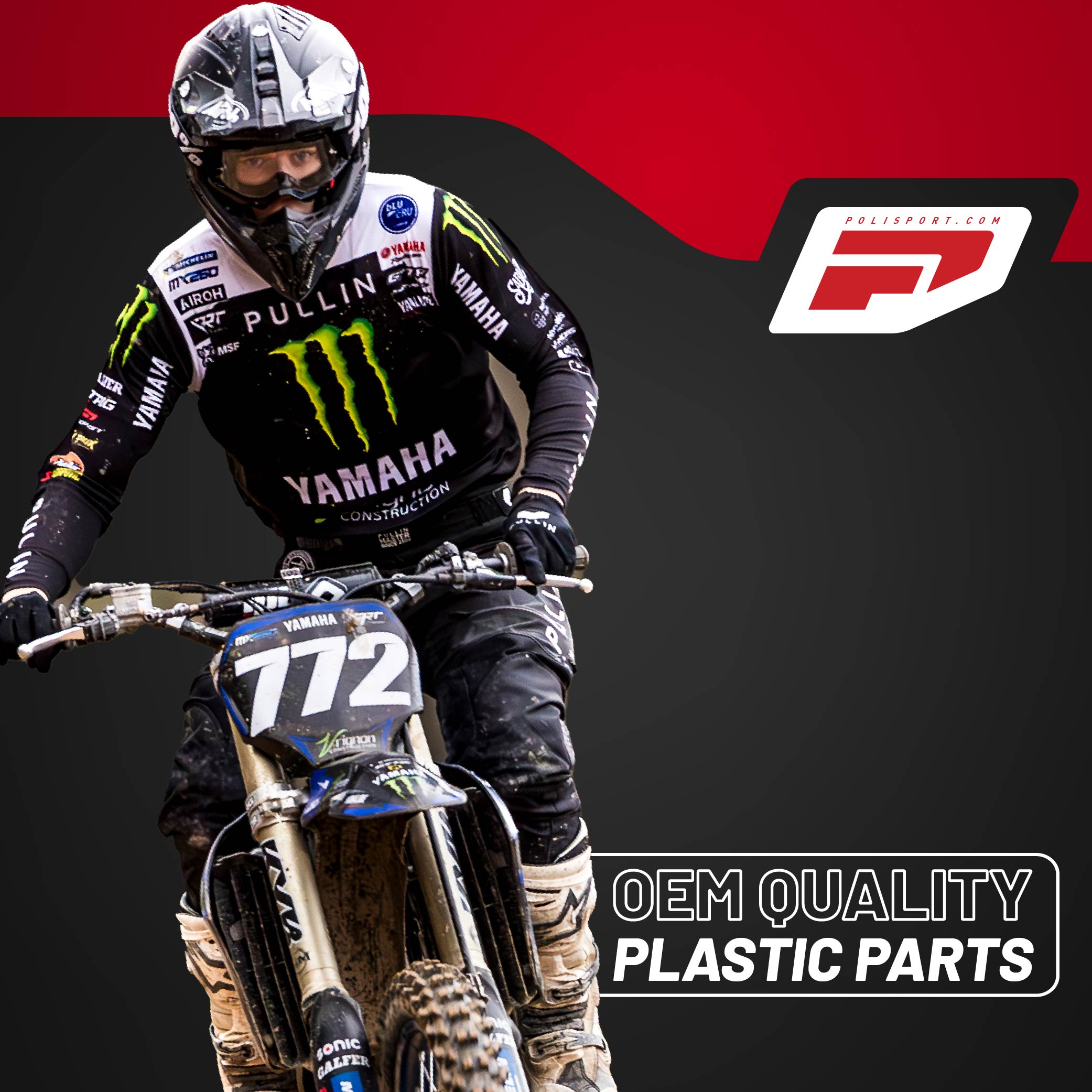 Polisport  Motocross (MX) Rear Fender for Yamaha YFZ 450 4x2 ATV (2004-08) - Exclusive DGP Technology, OEM Replacement - Black