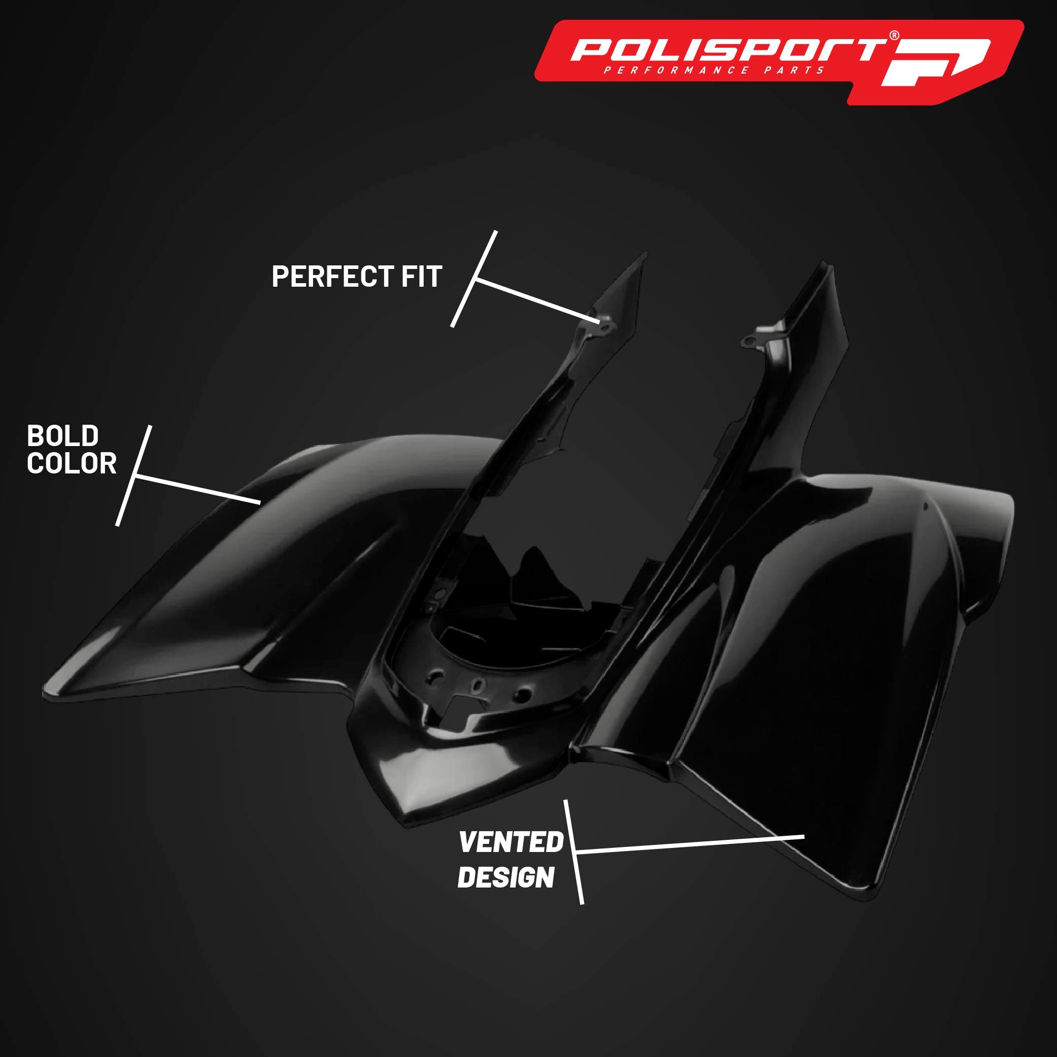 Polisport  Motocross (MX) Rear Fender for Yamaha YFZ 450 4x2 ATV (2004-08) - Exclusive DGP Technology, OEM Replacement - Black