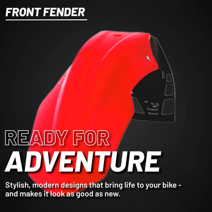 Polisport Motocross (MX) FreeFlow Universal Front Fender - Universal Fit for all Full Size Dirt Bikes - Red