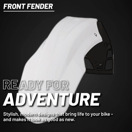 Polisport Motocross (MX) FreeFlow Universal Front Fender - Universal Fit for all Full Size Dirt Bikes - White