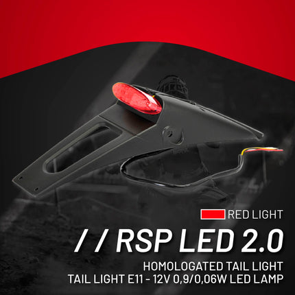 Polisport RSP LED 2.0 Tail Light/Brake Light Kit for Off-Road & Street Motorcycles - Integrated Rear, Stop & License Plate Light - Full LED technology, ECE Approved OEM Quality - Blk