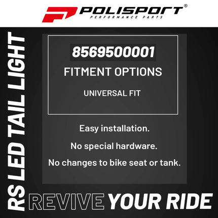 Polisport RS LED Tail Light/Brake Light Kit for Enduro, Track & Dual Sport Motorcycles - Integrated Rear & Stop Light - Full LED technology, OEM Quality - Blk