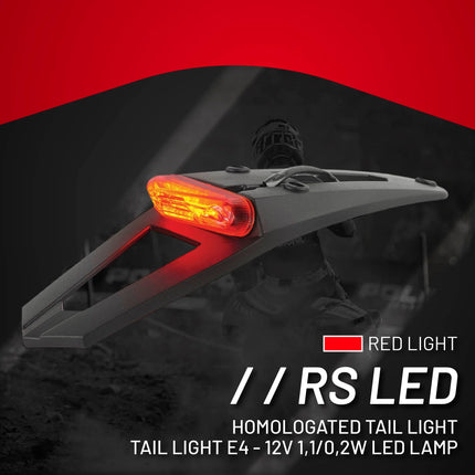 Polisport RS LED Tail Light/Brake Light Kit for Enduro, Track & Dual Sport Motorcycles - Integrated Rear & Stop Light - Full LED technology, OEM Quality - Blk