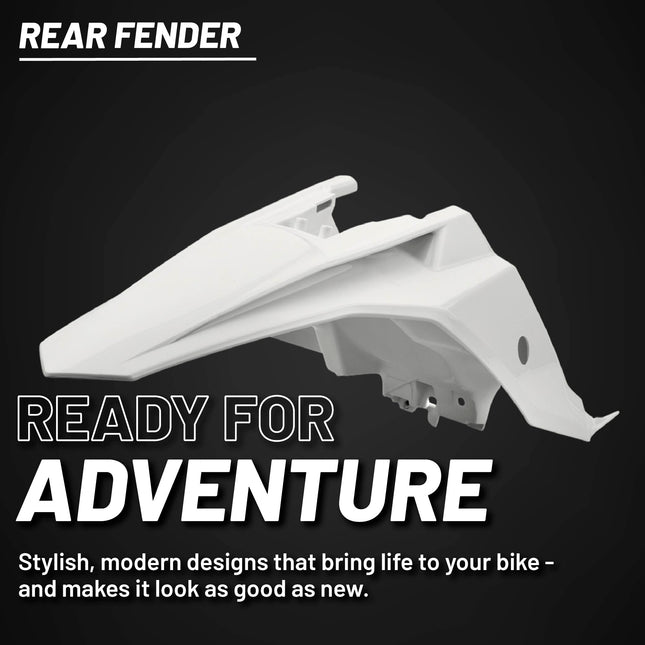 Polisport Motocross (MX) Rear Fender for KTM SX 65 (2016-23) Dirt Bike - OEM Quality, Durable, Flexible & Perfect Fit - White