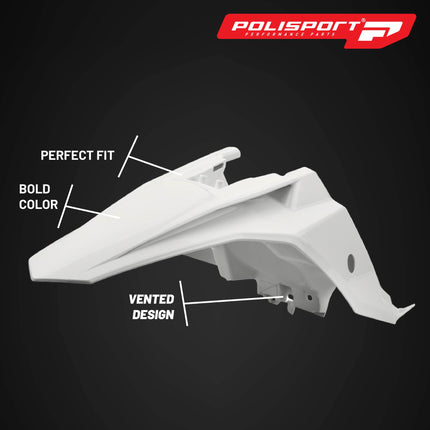 Polisport Motocross (MX) Rear Fender for KTM SX 65 (2016-23) Dirt Bike - OEM Quality, Durable, Flexible & Perfect Fit - White