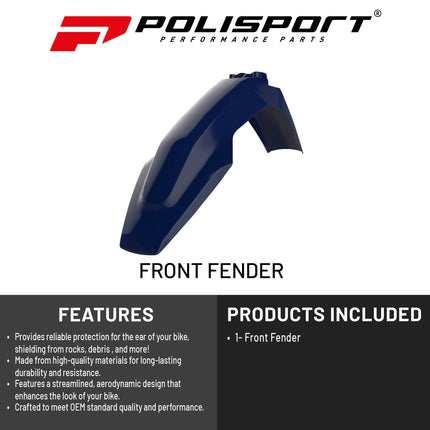 Polisport Motocross (MX) Front Fender for Husqvarna TC125/250 FC/FE & TE/TX (2016-22) Dirt Bike - OEM Quality, Durable, Flexible & Perfect Fit - Blue