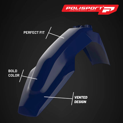 Polisport Motocross (MX) Front Fender for Husqvarna TC125/250 FC/FE & TE/TX (2016-22) Dirt Bike - OEM Quality, Durable, Flexible & Perfect Fit - Blue