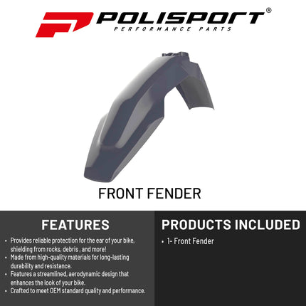 Polisport Motocross (MX) Front Fender for Husqvarna TC125/250 FC/FE & TE/TX (2016-22) Dirt Bike - OEM Quality, Durable, Flexible & Perfect Fit - Nardo Grey