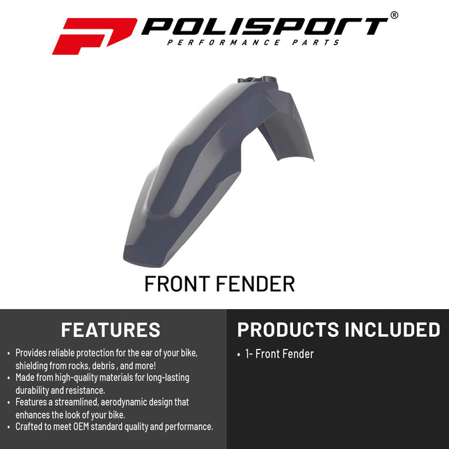 Polisport Motocross (MX) Front Fender for Husqvarna TC125/250 FC/FE & TE/TX (2016-22) Dirt Bike - OEM Quality, Durable, Flexible & Perfect Fit - Nardo Grey