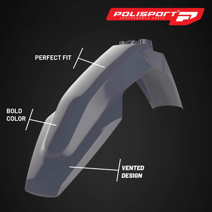 Polisport Motocross (MX) Front Fender for Husqvarna TC125/250 FC/FE & TE/TX (2016-22) Dirt Bike - OEM Quality, Durable, Flexible & Perfect Fit - Nardo Grey