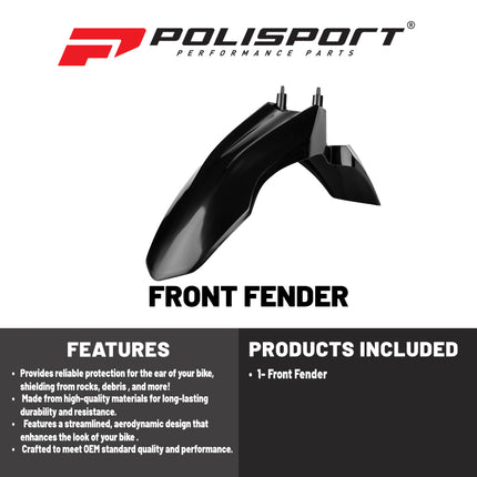 Polisport Motocross (MX) Front Fender for Honda CRF 110F (2013-18) Dirt Bike - OEM Quality, Durable, Flexible & Perfect Fit - Black