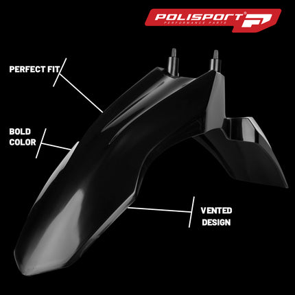 Polisport Motocross (MX) Front Fender for Honda CRF 110F (2013-18) Dirt Bike - OEM Quality, Durable, Flexible & Perfect Fit - Black